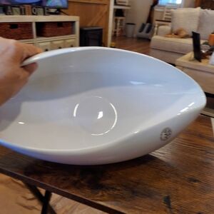 Vintage Faria & Bento Home Earthenware Made in Portugal White 16" Serving Bowl